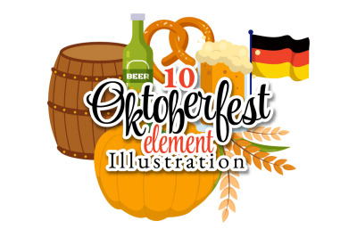 10 Happy Oktoberfest Beer Festival Elements Illustration