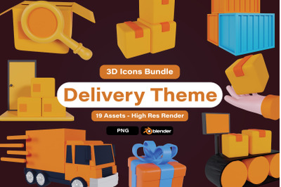 3d elements delivery icon, 3d shipment icons