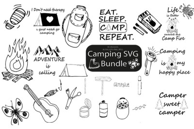 Camping Doodle set, Camping SVG bundle, Camp SVG , SVG