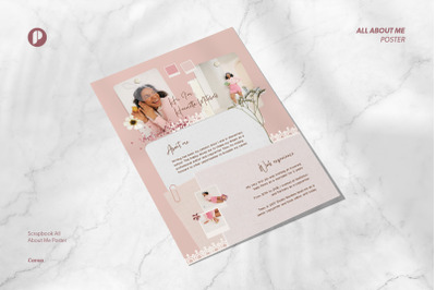 Soft Pink Scrapbook All About Me Poster