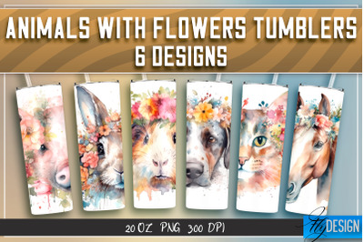 Animals with Flowers Tumblers | Wrap 20 oz v.1