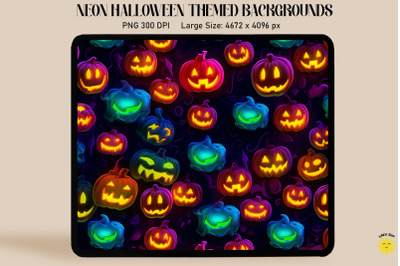 Neon Jack-O&#039;-Lanterns With Glowing Faces