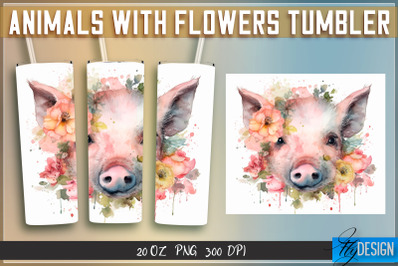 Animals with Flowers Tumblers | Wrap 20 oz v.1