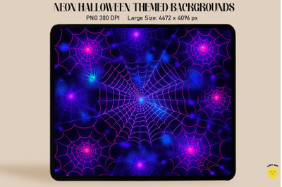 Neon Spider Webs Glowing