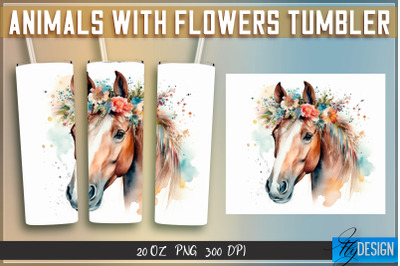 Animals with Flowers Tumblers | Wrap 20 oz v.1