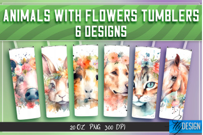 Animals with Flowers Tumblers | Wrap 20 oz v.2