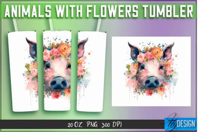 Animals with Flowers Tumblers | Wrap 20 oz v.2