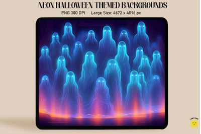 Neon Ghostly Apparitions In Halloween