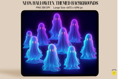 Neon Ghostly Apparitions In Halloween