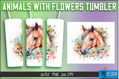 Animals with Flowers Tumblers | Wrap 20 oz v.2