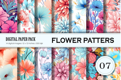 Floral Patterns 07. Digital Paper Set.