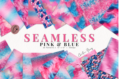 Seamless Pink and Blue Digital Paper