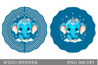 Winter Elephant Wind Spinner. Cute Elephant Spinner Design