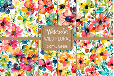 Watercolor Wild Floral Digital Papers