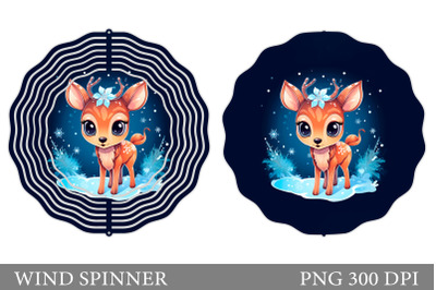 Winter Deer Wind Spinner. Cute Deer Spinner Sublimation