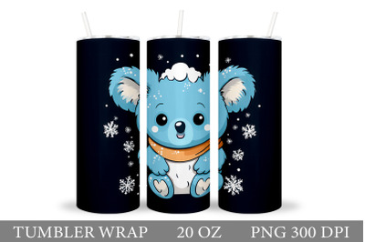 Winter Koala Tumbler Wrap. Cute Koala Tumbler Sublimation