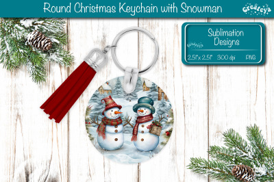 Christmas Keychain PNG Sublimation Acrylic keychains Watercolor Snowma