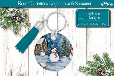 Christmas Keychain PNG Sublimation Acrylic keychains Watercolor Snowma