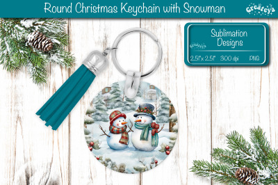 Christmas Keychain PNG Sublimation Acrylic keychains Watercolor Snowma