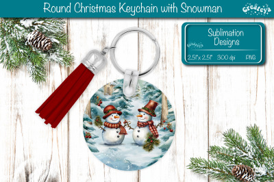 Christmas Keychain PNG Sublimation Acrylic keychains Watercolor Snowma