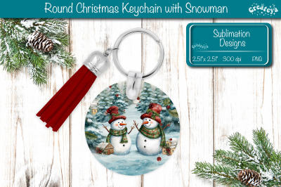 Christmas Keychain PNG Sublimation Acrylic keychains Watercolor Snowma