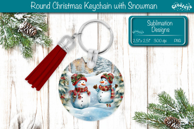 Christmas Keychain PNG Sublimation Acrylic keychains Watercolor Snowma