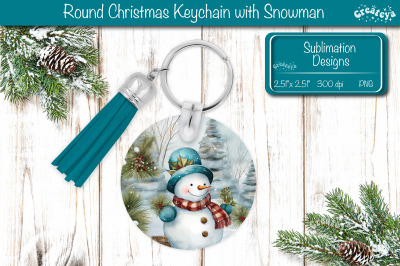 Christmas Keychain PNG Sublimation Acrylic keychains Watercolor Snowma