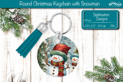 Christmas Keychain PNG Sublimation Acrylic keychains Watercolor Snowma