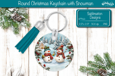 Round Christmas Keychain Sublimation PNG