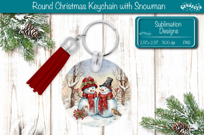 Christmas Round Keychain Sublimation PNG keychain template