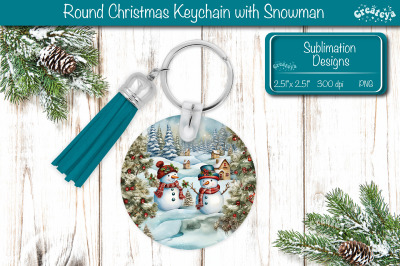 Round Keychain Sublimation Christmas PNG keychain template