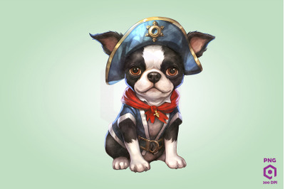 Boston Terrier Pirate Dog Clipart