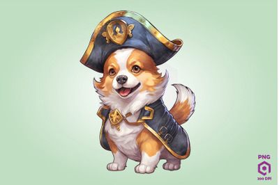 Pembroke Welsh Corgi Pirate Dog Clipart