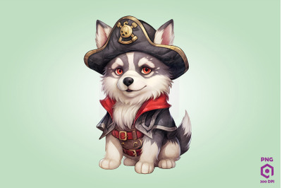 Siberian Husky Pirate Dog Clipart