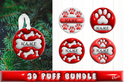 Christmas Ornaments Dog PNG. 3D Inflated Dog Sign