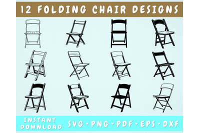 Folding Chair SVG Bundle, 12 Designs