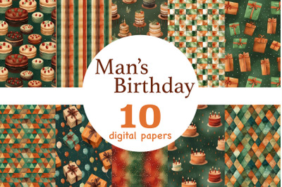 Mans Birthday Seamless Pattern | Celebration Digital Paper