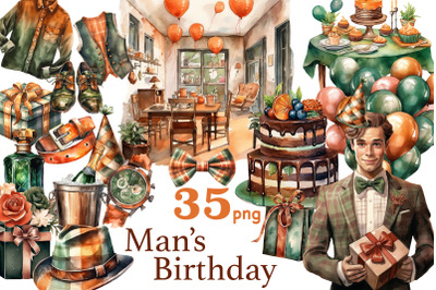 Man Birthday Clipart | Fashion Men Graphics