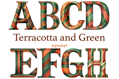 Terracotta And Green Letters | Birthday Clipart Set