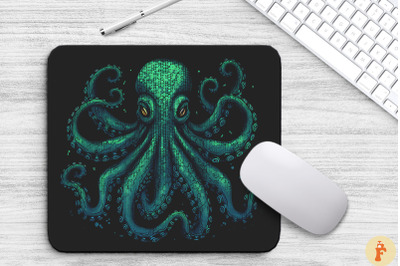 Dark Pixel Horror Octopus Mouse Pad