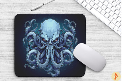 Scary Octopus Mascot Mouse Pad