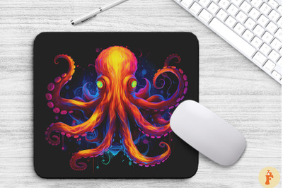 Abstract Surreal Neon Style Octopus