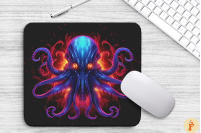 Abstract Surreal Neon Style Octopus