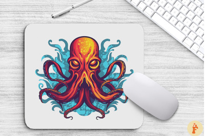 Deadly Artistic Octopus Logo Mouse Pad