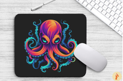 Deadly Artistic Octopus Logo Mouse Pad