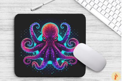 Neon And Glowing Octopus Mouse Pad