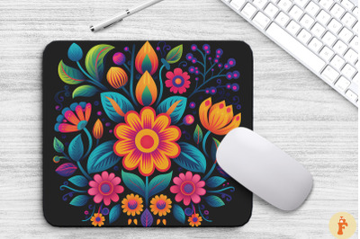 Vintage Floral Folk Art Style Mouse Pad