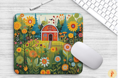 Flower Garden Folk Art Mouse Pad