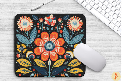 American Folk Art Flowers Mouse Pad