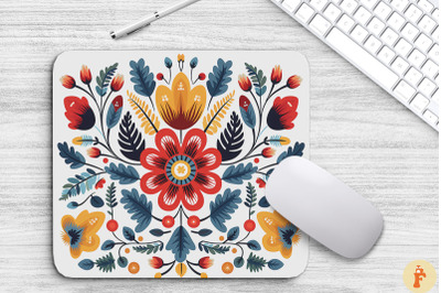 Canadian Folk Art Flowers Mouse Pad